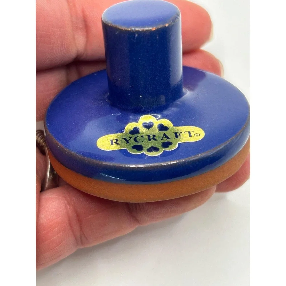 Vintage Rycraft Hearts Flowers Cookie Stamp Blue Glaze‎ Terra Cotta 2